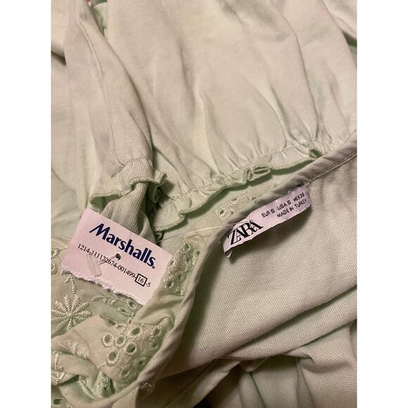 Zara Light Green Eyelet Maxi Dress Fairycore Boho Cottegecore Sleeveless Summer - Picture 3 of 5